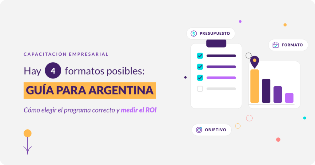 Capacitación empresarial en Argentina: portada con el checklist y la curva de retorno