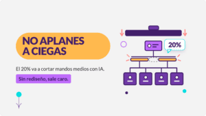 Aplanamiento organizacional: organigrama comprimido por IA, con el dato del 20 por ciento