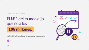 Gestión estratégica de la agenda: raqueta y pelota de tenis en pausa junto a un calendario con progreso hacia el futuro