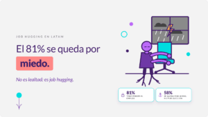 Miedo a perder el empleo: ilustración de job hugging, una persona aferrada a su silla de oficina