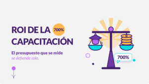 ROI de la capacitación: balanza en equilibrio entre birrete y monedas