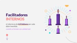Formar facilitadores internos: vela grande encendiendo tres velas chicas
