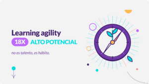 Learning agility: brujula con brote creciendo desde la aguja, simbolo de orientarse y crecer